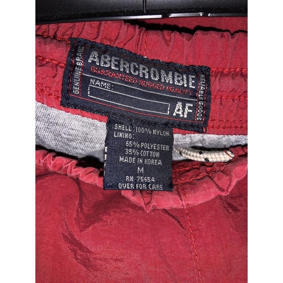 Abercrombie & Fitch Mens Sweatpants Red VTG Spellout Zipper Sides Size Medium - Picture 6 of 8